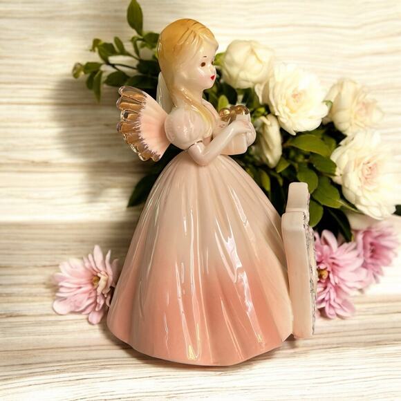 Vtg Josef Originals Birthday Angel Figurine Year 15 Japan Black Eyes Sticker Tag - Picture 5 of 12